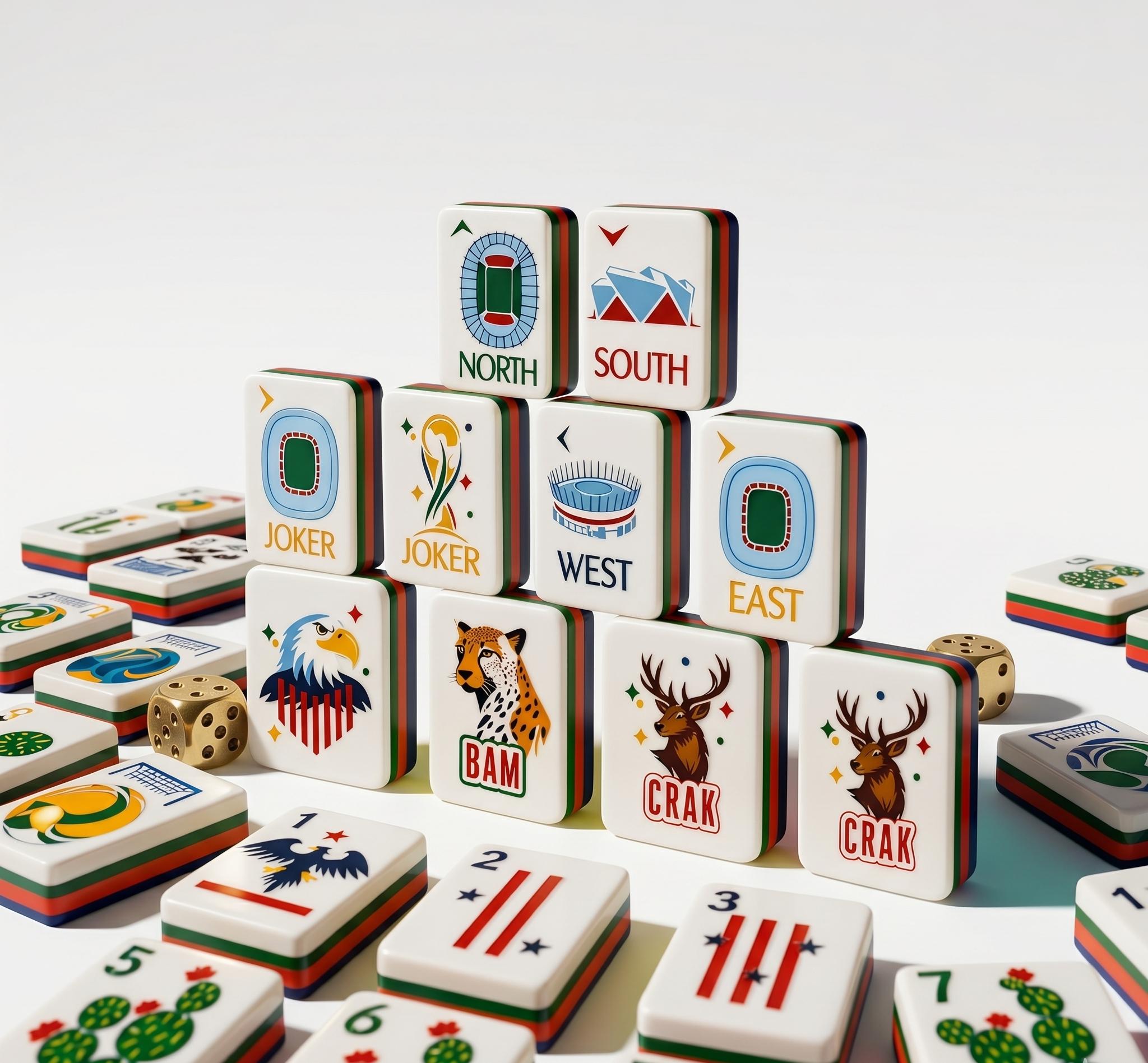 Mahjong Set Soccer Theme | World Cup 2026 Design | Football Acrylic Tiles | Comp