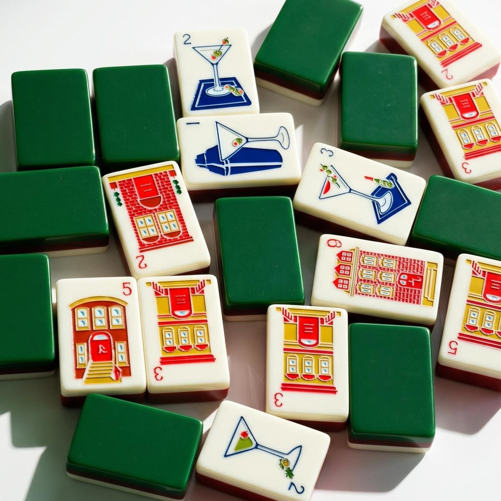 Mahjong Set New York City | Martini NYC Illustrated Tiles | Empire State Buildin