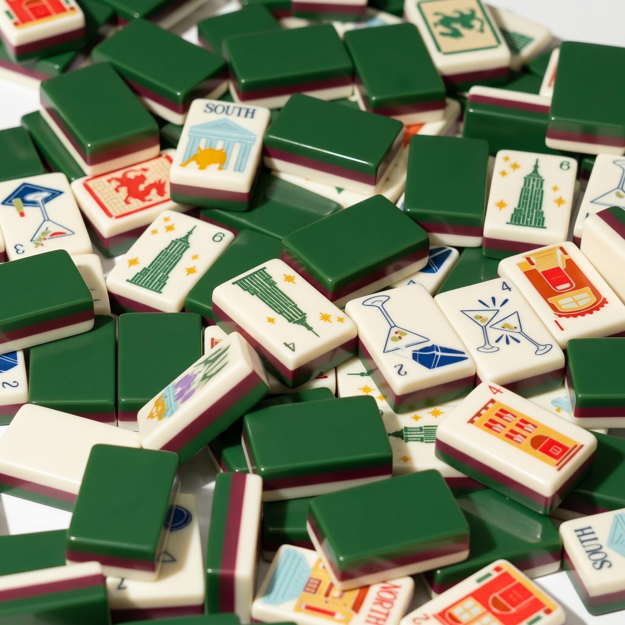 Mahjong Set New York City | Martini NYC Illustrated Tiles | Empire State Buildin