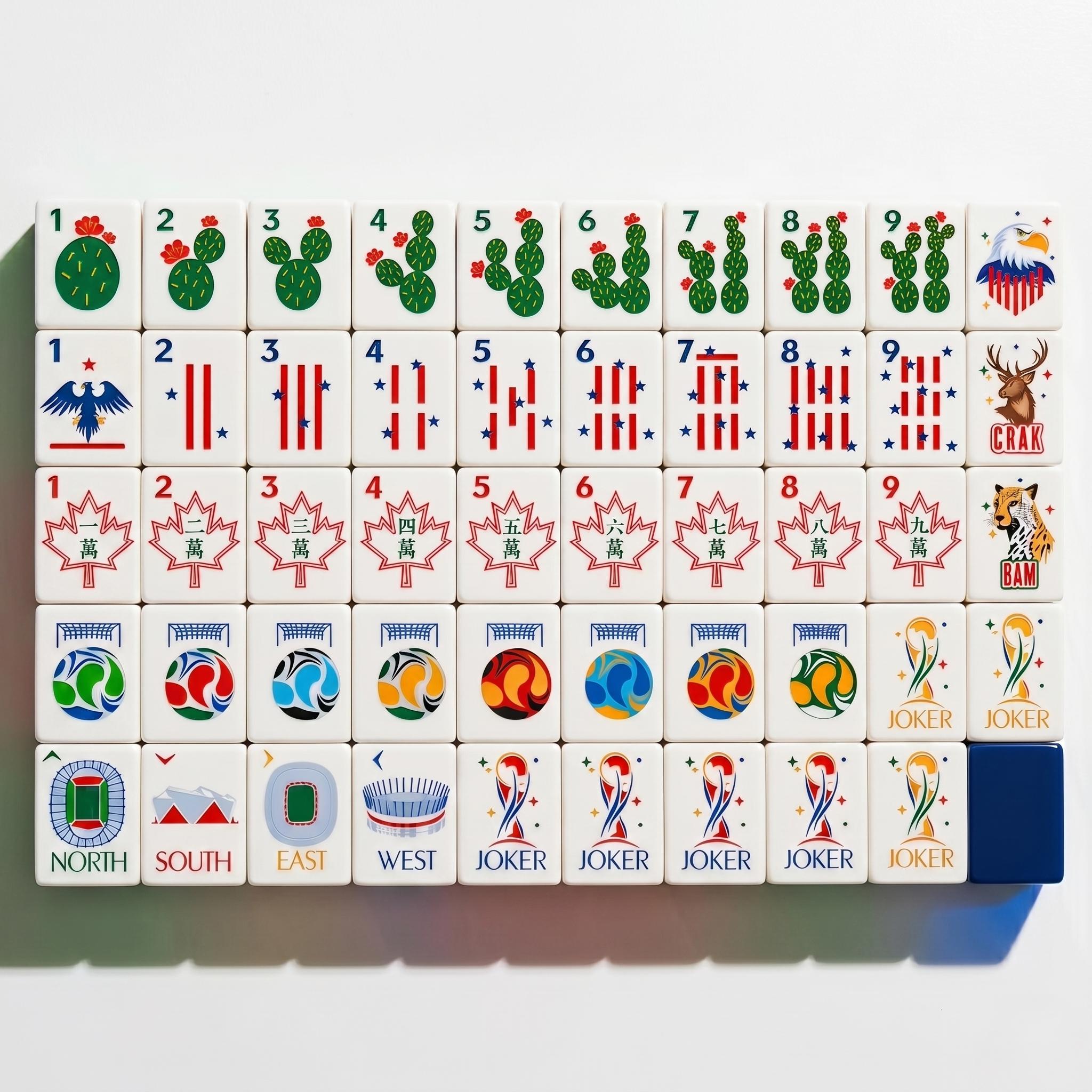 Mahjong Set Soccer Theme | World Cup 2026 Design | Football Acrylic Tiles | Comp
