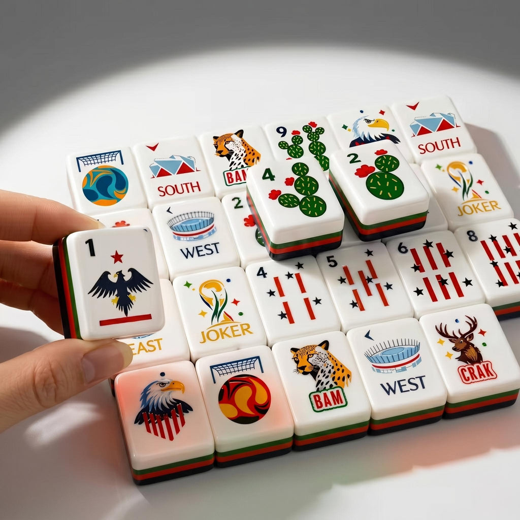 Mahjong Set Soccer Theme | World Cup 2026 Design | Football Acrylic Tiles | Comp